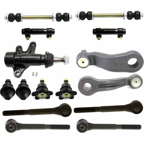 1995 Chevrolet K2500 - 15-Piece Kit Front Suspension, includes Ball Joint, Idler Arm, Idler Arm Bracket, Pitman Arm, Sway Bar Link, Tie Rod Adjusting Sleeve, and Tie Rod End