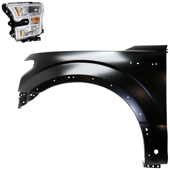2-Piece Kit, Front, Driver Side Fender, For Models With Wheel Opening Molding and Active Park Assist System, CAPA Certified, Includes (1) Fender and (1) Headlight