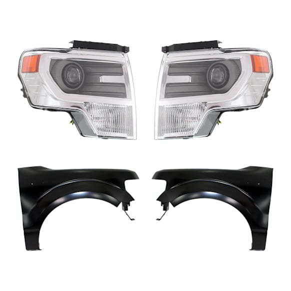 4-Piece Kit, Driver and Passenger Side HID/Xenon Headlight, Without bulb(s), OE Replacement, Includes (2) Fender and (2) Headlight