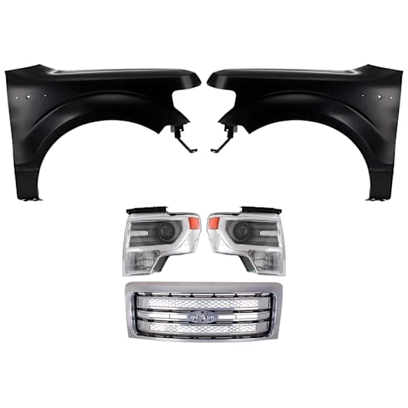 5-Piece Kit Driver and Passenger Side HID/Xenon Headlight, Without bulb(s), OE Replacement, Includes (2) Fender, (1) Grille Assembly and (2) Headlight