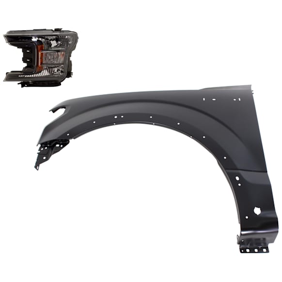 2-Piece Kit Driver Side Halogen Headlight, With bulb(s), OE Replacement, Includes (1) Fender and (1) Headlight