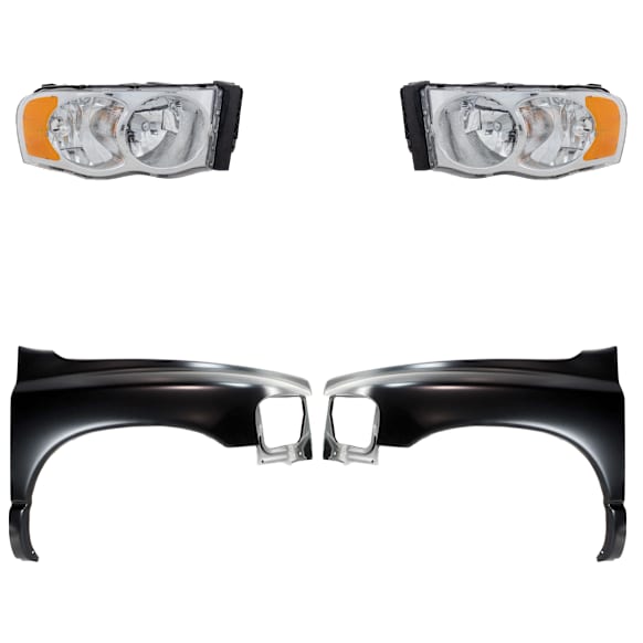4-Piece Kit, Front, Driver and Passenger Side Fender, Includes (2) Fender and (2) Headlight