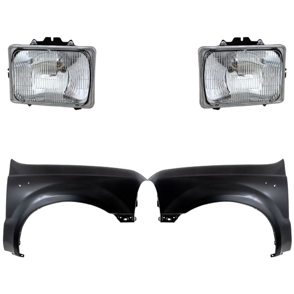 4-Piece Kit Front, Driver and Passenger Side Fender, CAPA Certified, Includes (2) Fender and (2) Headlight