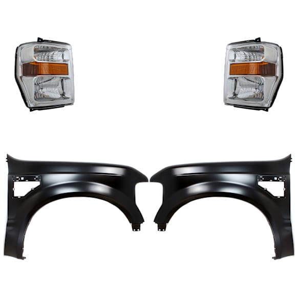 4-Piece Kit Driver and Passenger Side Halogen Headlight, With bulb(s), OE Replacement, CAPA Certified, Includes (2) Fender and (2) Headlight