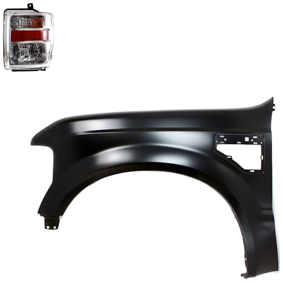 2-Piece Kit Driver Side Halogen Headlight, With bulb(s), OE Replacement, CAPA Certified, Includes (1) Fender and (1) Headlight