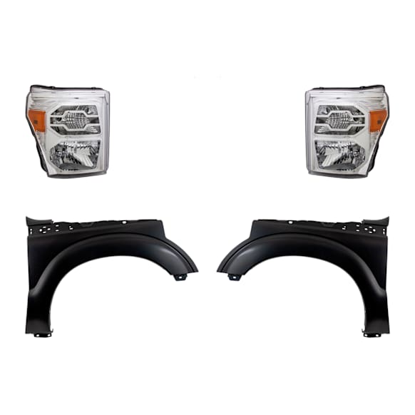 3-Piece Kit Driver and Passenger Side Halogen Headlight, Without bulb(s), OE Replacement, Includes (2) Fender and (1) Headlight