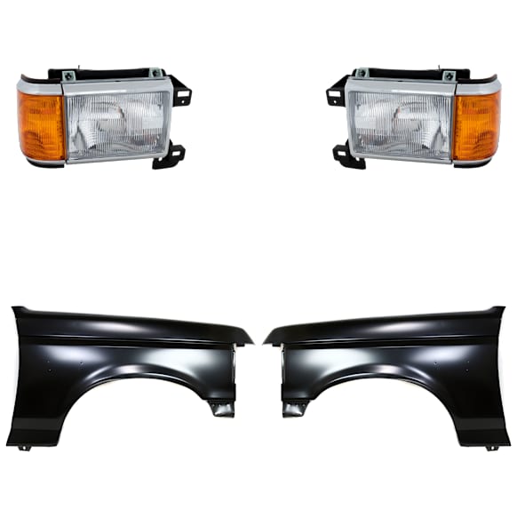 4-Piece Kit, Front, Driver and Passenger Side Fender, Includes (2) Fender and (2) Headlight