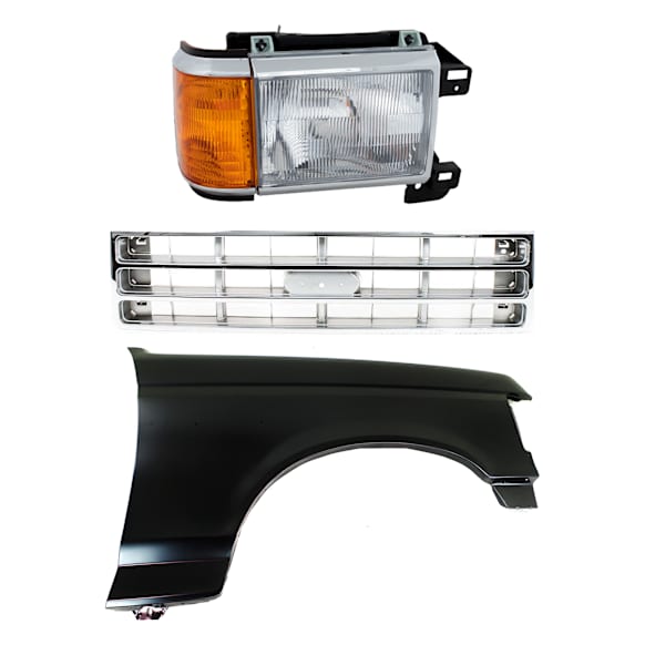 3-Piece Kit, Front, Passenger Side Fender, Includes (1) Fender, (1) Grille, and (1) Headlight