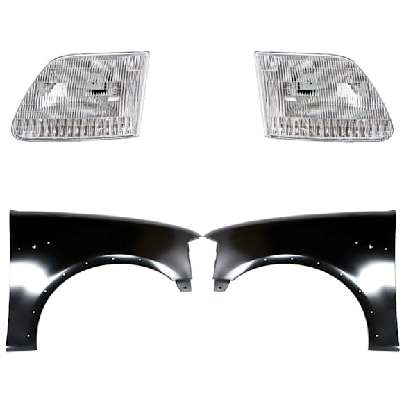 4-Piece Kit, Front, Driver and Passenger Side Fender, Includes (2) Fender and (2) Headlight