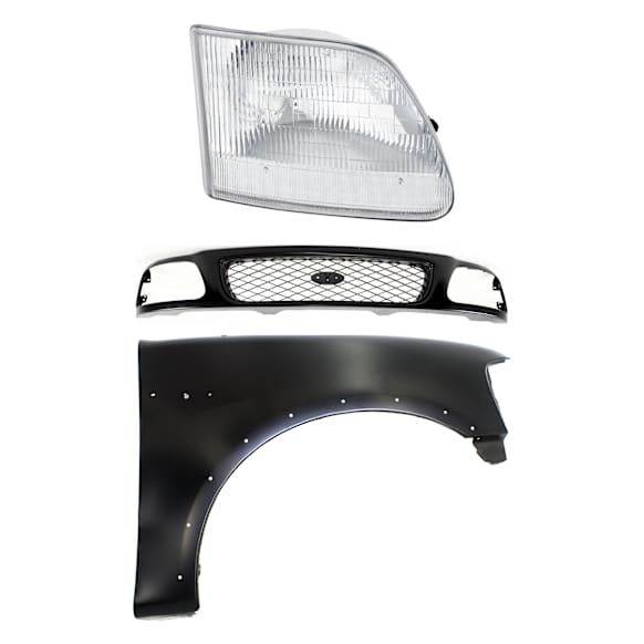 3-Piece Kit, Grille Paintable, 4WD, Includes (1) Fender, (1) Grille, and (1) Headlight