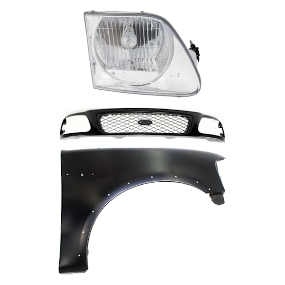 3-Piece Kit, Grille Paintable, Includes (1) Fender, (1) Grille, and (1) Headlight