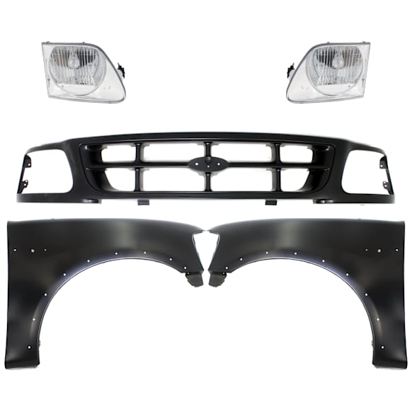 5-Piece Kit, Front, Driver and Passenger Side Fender, Includes (2) Fender, (1) Grille, and (2) Headlight