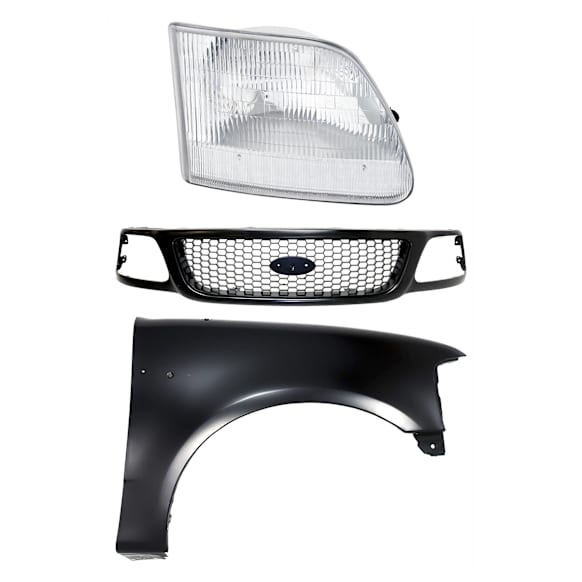 3-Piece Kit, Grille Paintable, Includes (1) Fender, (1) Grille, and (1) Headlight