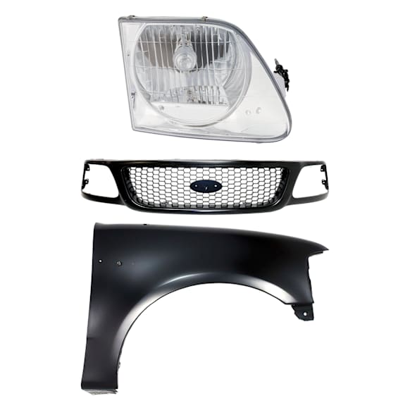 3-Piece Kit, Grille Paintable, Includes (1) Fender, (1) Grille Shell and Insert, and (1) Headlight