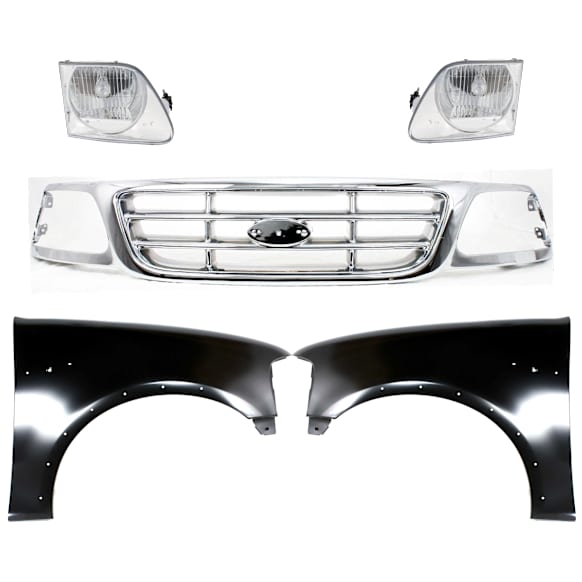 5-Piece Kit, Grille Chrome, Includes (2) Fender, (1) Grille, and (2) Headlight