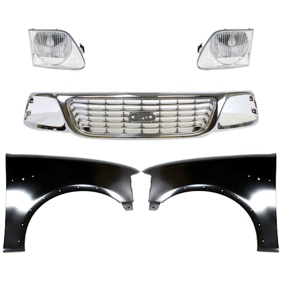 5-Piece Kit, Grille Chrome, Includes (2) Fender, (1) Grille, and (2) Headlight