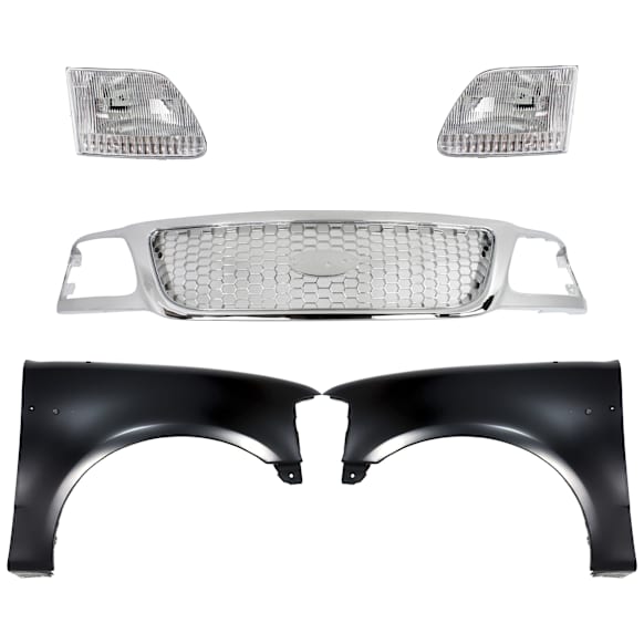 5-Piece Kit, Grille Chrome, Includes (2) Fender, (1) Grille, and (2) Headlight