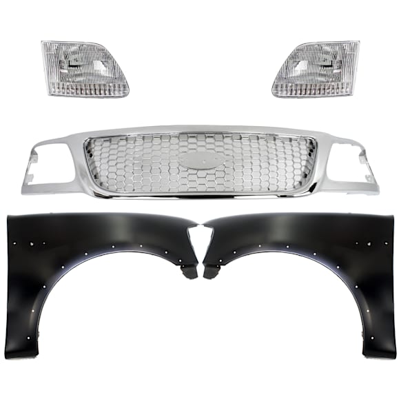 5-Piece Kit, Grille Chrome, Includes (2) Fender, (1) Grille, and (2) Headlight