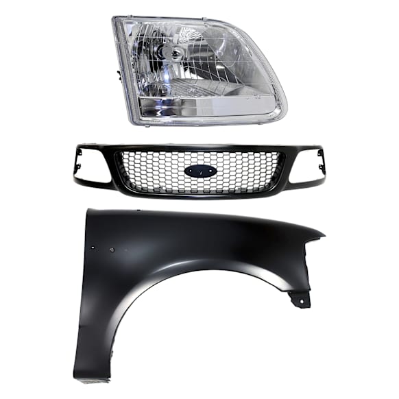 3-Piece Kit, Grille Paintable, Includes (1) Fender, (1) Grille Shell and Insert, and (1) Headlight