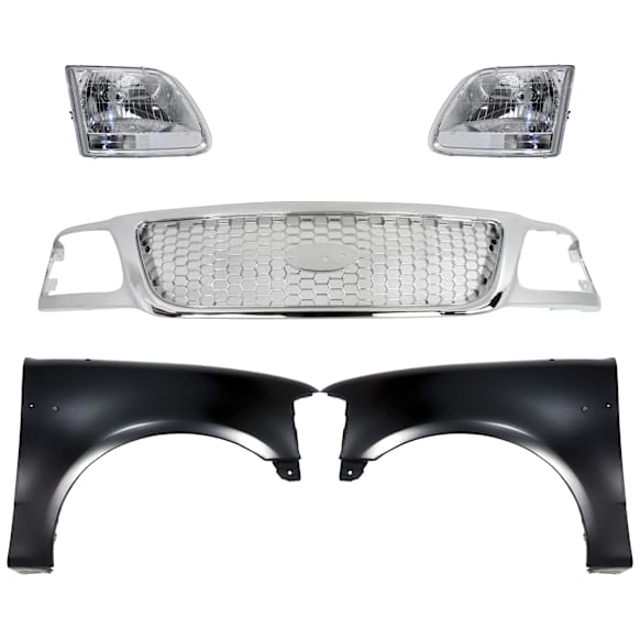 5-Piece Kit, Grille Chrome, Includes (2) Fender, (1) Grille, and (2) Headlight