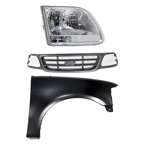 3-Piece Kit, Grille Painted Gray, For Models Without STX Edition, Includes (1) Fender, (1) Grille Shell and Insert, and (1) Headlight