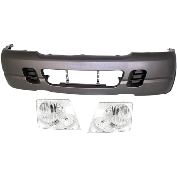3-Piece Kit, Front Primed Bumper Cover, For Models Without Sport Package, Includes (1) Bumper Cover and (2) Headlight