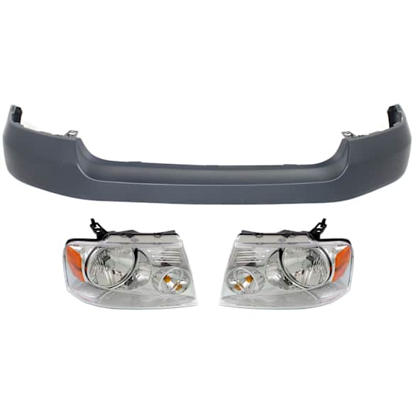 3-Piece Kit Driver and Passenger Side Halogen Headlight, With bulb(s), OE Replacement, CAPA Certified, Includes (1) Bumper Cover and (2) Headlight