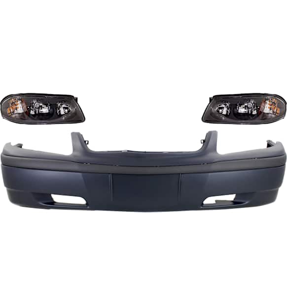 3-Piece Kit, Front Primed Bumper Cover, Includes (1) Bumper Cover and (2) Headlight