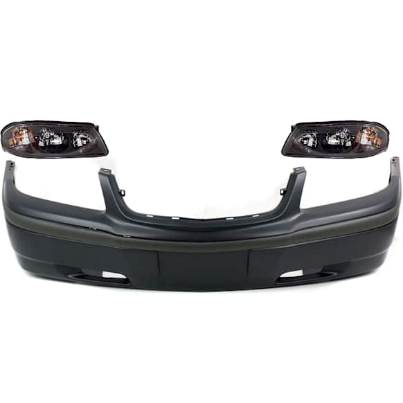 3-Piece Kit Driver and Passenger Side Halogen Headlight, With bulb(s), OE Replacement, Includes (2) Headlight and (1) Bumper Cover