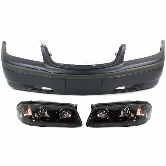 3-Piece Kit Driver and Passenger Side Halogen Headlight, With bulb(s), OE Replacement, Includes (2) Headlight and (1) Bumper Cover