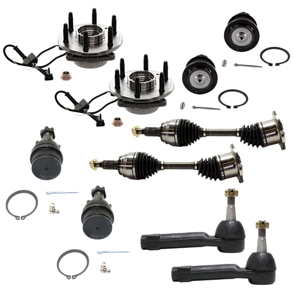 10-Piece Kit Suspension Kit, AWD/4WD, Includes (2) Tie Rod End, (4) Ball Joint, (2) Wheel Hub and (2) Axle Assembly
