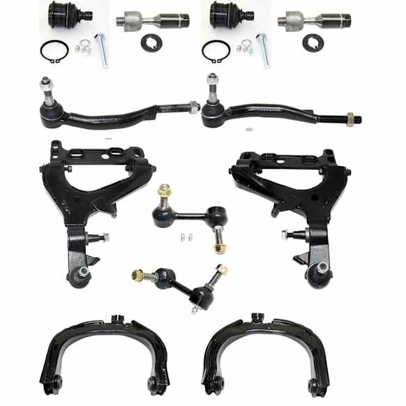 12-Piece Kit Front, Driver and Passenger Side, Upper and Lower Control Arm Kit, Includes (2) Ball Joint, (4) Control Arm, (2) Sway Bar Link, and (4) Tie Rod End