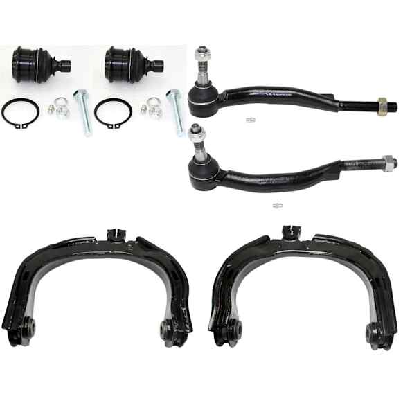 6-Piece Kit Front, Driver and Passenger Side, Upper Control Arm Kit, Includes (2) Ball Joint, (2) Control Arm, and (2) Tie Rod End