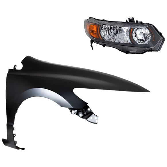 2-Piece Kit Passenger Side Halogen Headlight, Without bulb(s), OE Replacement, Includes (1) Fender and (1) Headlight