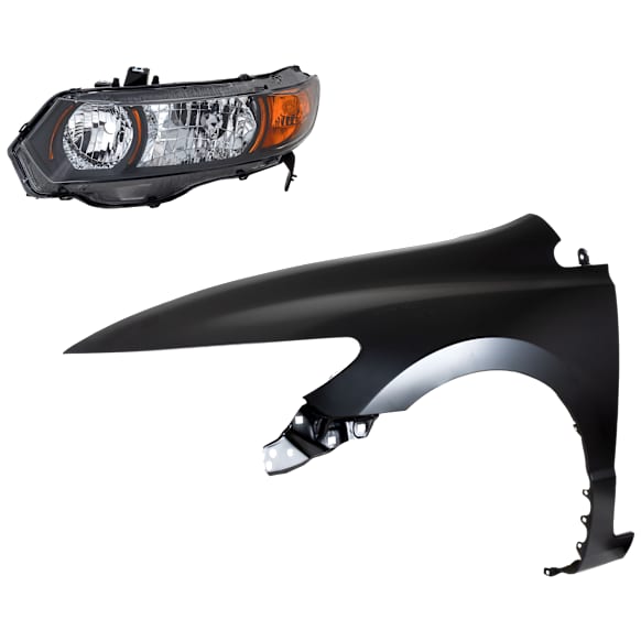 2-Piece Kit Driver Side Halogen Headlight, Without bulb(s), OE Replacement, Includes (1) Fender and (1) Headlight