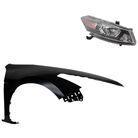 2-Piece Kit Passenger Side Halogen Headlight, With bulb(s), OE Replacement, Includes (1) Fender and (1) Headlight