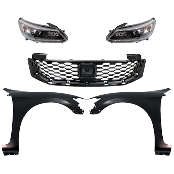 5-Piece Kit, Front, Driver and Passenger Side Fender, Includes (2) Fender, (1) Grille, and (2) Headlight