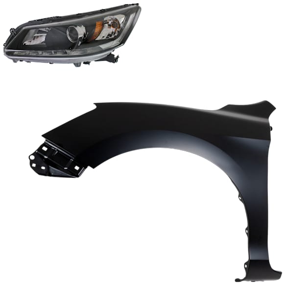 2-Piece Kit Driver Side Halogen Headlight, With bulb(s), OE Replacement, Includes (1) Fender and (1) Headlight