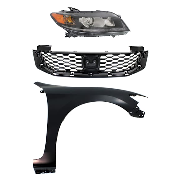 3-Piece Kit Passenger Side Halogen Headlight, Includes (1) Fender, (1) Grille Assembly, and (1) Headlight