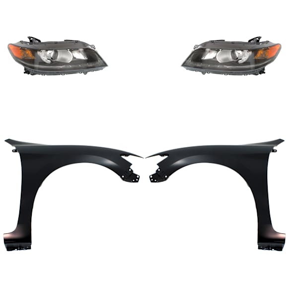 4-Piece Kit Driver and Passenger Side Halogen Headlight, With bulb(s), OE Replacement, CAPA Certified, Includes (2) Fender and (2) Headlight