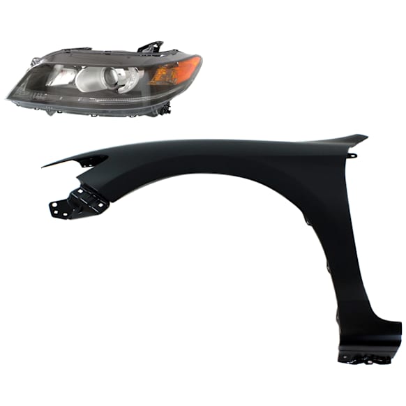 2-Piece Kit Driver Side Halogen Headlight, With bulb(s), OE Replacement, CAPA Certified, Includes (1) Fender and (1) Headlight