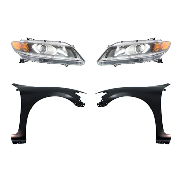 4-Piece Kit, Front, Driver and Passenger Side Fender, 2-Door, Coupe, Includes (2) Fender and (2) Headlight