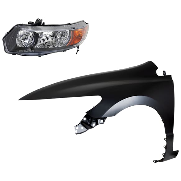 2-Piece Kit Driver Side Halogen Headlight, Without bulb(s), OE Replacement, Includes (1) Fender and (1) Headlight