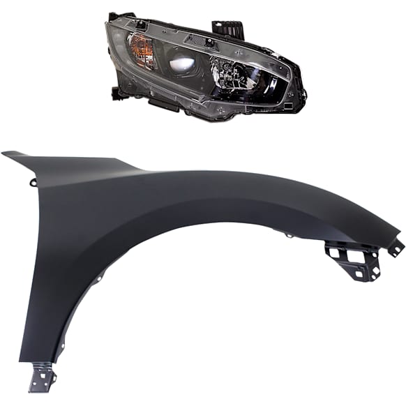 2-Piece Kit Passenger Side Halogen Headlight, With bulb(s), OE Replacement, Includes (1) Fender and (1) Headlight