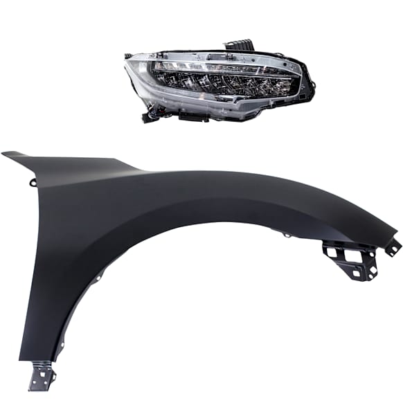 2-Piece Kit Passenger Side LED Headlight, With bulb(s), OE Replacement, Includes (1) Fender and (1) Headlight