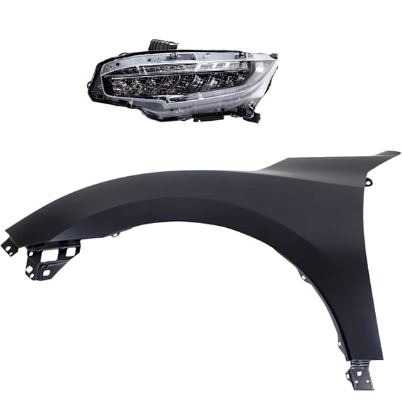 2-Piece Kit Driver Side LED Headlight, With bulb(s), OE Replacement, Includes (1) Fender and (1) Headlight