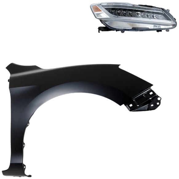 2-Piece Kit Passenger Side LED Headlight, With bulb(s), OE Replacement, Includes (1) Fender and (1) Headlight