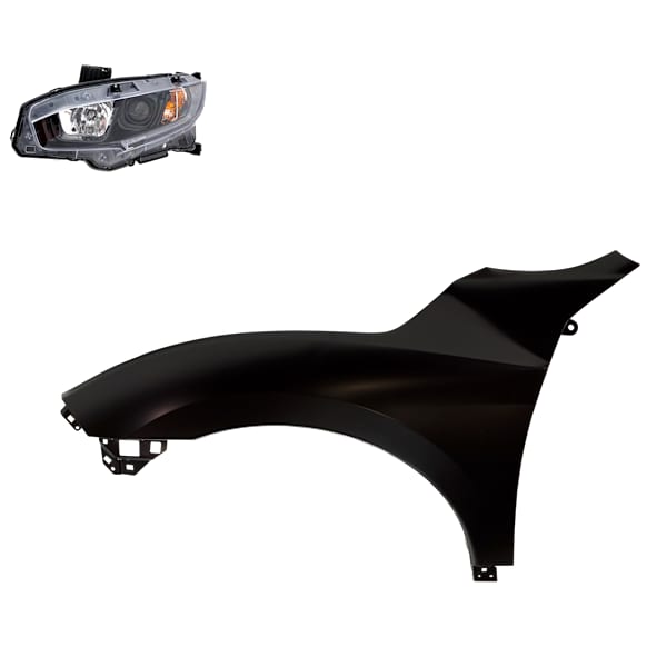 2-Piece Kit Driver Side Halogen Headlight, With bulb(s), OE Replacement, Includes (1) Fender and (1) Headlight