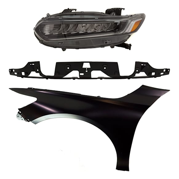 3-Piece Kit Driver Side LED Headlight, Includes (1) Fender, (1) Grille Assembly, and (1) Headlight