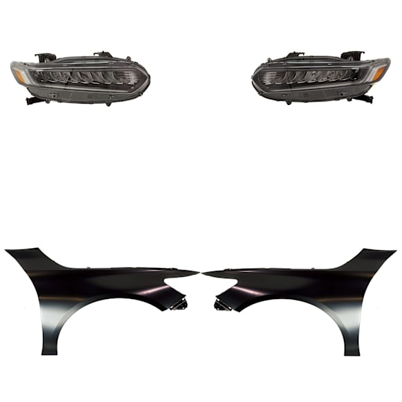 4-Piece Kit Driver and Passenger Side LED Headlight, With bulb(s), OE Replacement, Includes (2) Fender and (2) Headlight